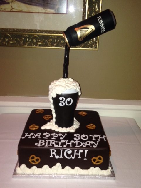 Guinness pour 30th birthday cake